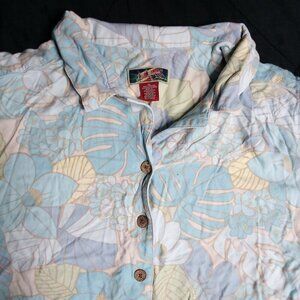 Vintage La Cabana Pastel Floral Hawaiian Shirt Crop Top